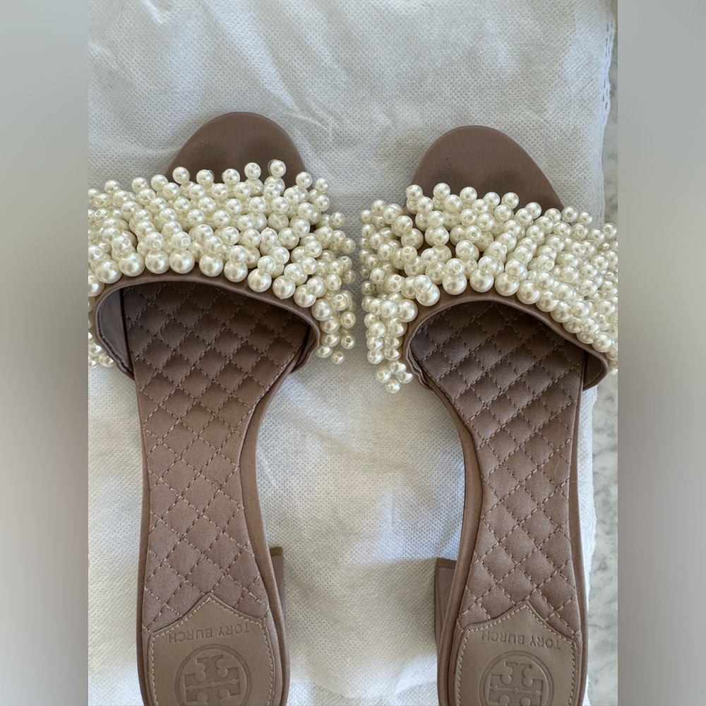 Tory Burch Tatiana Beaded Pearl Sandals
